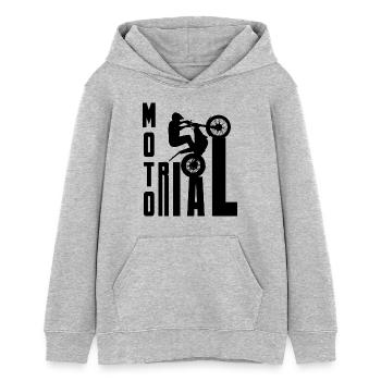 Moto Trial Nachrichten - Trial Bike Rider - Teenager Organic Hoodie Mini Cruiser von Stanley/Stella - Grau meliert - Vorne - AI Model Teenager Female light (150cm)