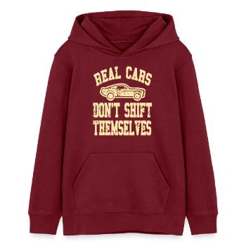 Real Cars Don’t Shift Themselves Manual Pride - Teenager Organic Hoodie Mini Cruiser von Stanley/Stella - Burgunderrot - Vorne - AI Model Teenager Male dark (155cm)