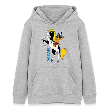 Yakari Fait Du Cheval Sur Petit-Tonnerre - Sweat à capuche ado bio Stanley/Stella - gris chiné - Devant - AI Model Teenager Female light (150cm)