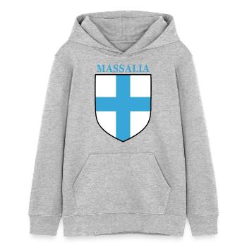 Massalia - Sweat à capuche ado bio Stanley/Stella - gris chiné - Devant - AI Model Teenager Female light (150cm)