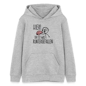 Hier! Dir ist was runtergefallen Gehirn Spruch - Teenager Organic Hoodie Mini Cruiser von Stanley/Stella - Grau meliert - Vorne - AI Model Teenager Female light (150cm)