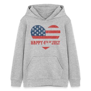 Frohen 4. Juli - Teenager Organic Hoodie Mini Cruiser von Stanley/Stella - Grau meliert - Vorne - AI Model Teenager Female light (150cm)