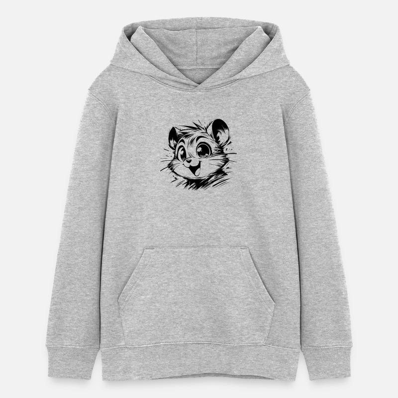 Dessins de hamster d’enfants joyeux - Sweat à capuche ado bio Stanley/Stella - gris chiné