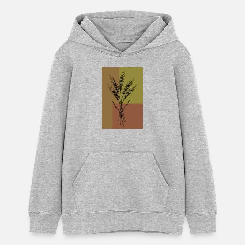 Art de lignes Wheat Ears – Design botanique - Sweat à capuche ado bio Stanley/Stella - gris chiné