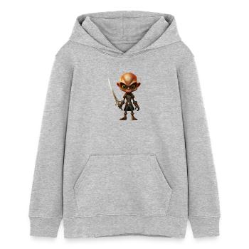 Pirate extraterrestre avec sabre - Sweat à capuche ado bio Stanley/Stella - gris chiné - Devant - AI Model Teenager Female light (150cm)