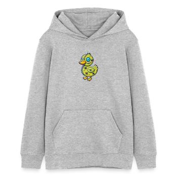 Halloween canard zombie monstre dessin animé - Sweat à capuche ado bio Stanley/Stella - gris chiné - Devant - AI Model Teenager Female light (150cm)