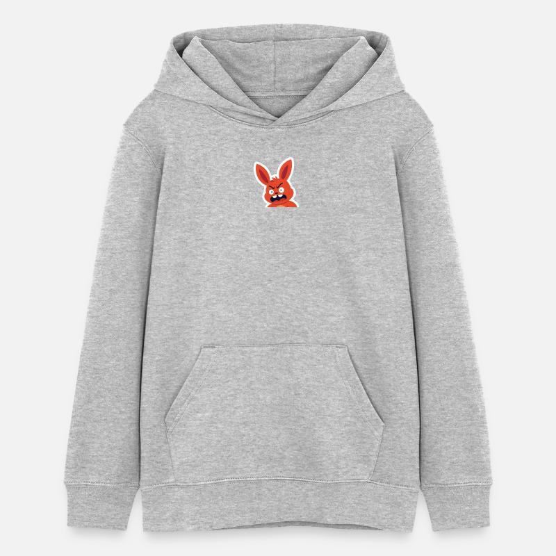 Dessin animé de lapin rouge en colère - Sweat à capuche ado bio Stanley/Stella - gris chiné