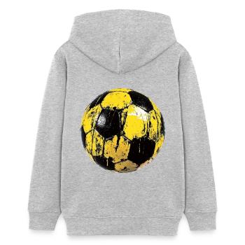 Urbaner Fußball-Style - Gelb-Schwarzer Ball - Teenager Organic Hoodie Mini Cruiser von Stanley/Stella - Grau meliert - Hinten - AI Model Teenager Female light (150cm)