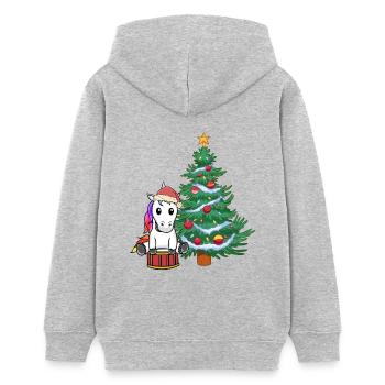 Einhorn Xmas Weihnachten Christmas Einhörner - Teenager Organic Hoodie Mini Cruiser von Stanley/Stella - Grau meliert - Hinten - AI Model Teenager Female light (150cm)