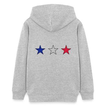 France trois étoiles en bleu-blanc-rouge - Sweat à capuche ado bio Stanley/Stella - gris chiné - Dos - AI Model Teenager Female light (150cm)