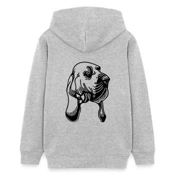 Bloodhound - Hunderasse - Teenager Organic Hoodie Mini Cruiser von Stanley/Stella - Grau meliert - Hinten - AI Model Teenager Female light (150cm)