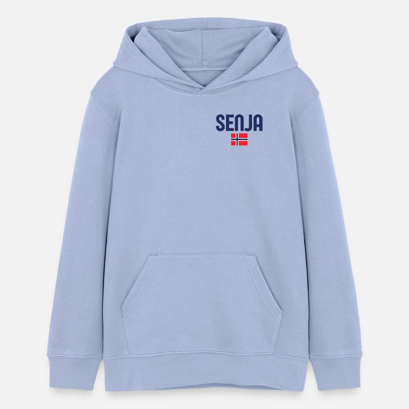 Typographie du drapeau nordique de Senja - Sweat à capuche ado bio Stanley/Stella - ciel