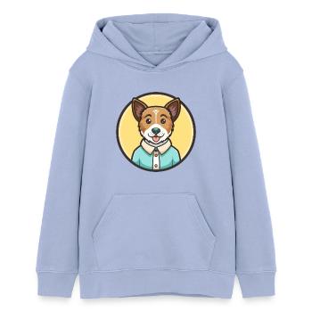Teddy Roosevelt Terrier Dog Breed Cartoon Kawaii - Teens Organic Hoodie by Stanley/Stella - sky - Front - AI Model Teenager Male light (155cm)