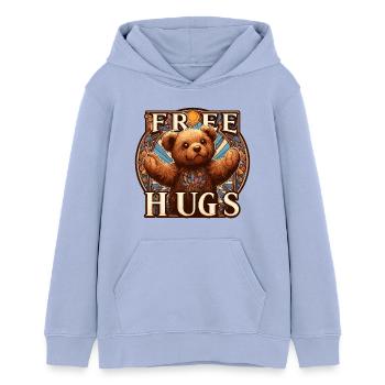 Teddy Gratis Umarmungen Geschenk - Teenager Organic Hoodie Mini Cruiser von Stanley/Stella - Sky - Vorne - AI Model Teenager Male light (155cm)