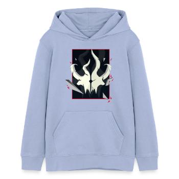 Horned Skull – Rote Akzent Edition - Teenager Organic Hoodie Mini Cruiser von Stanley/Stella - Sky - Vorne - AI Model Teenager Male light (155cm)