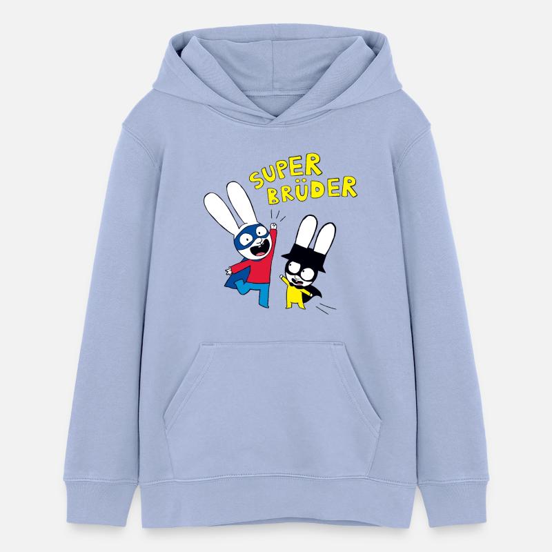 Simon Super Bunny Super Frères - Sweat à capuche ado bio Stanley/Stella - ciel
