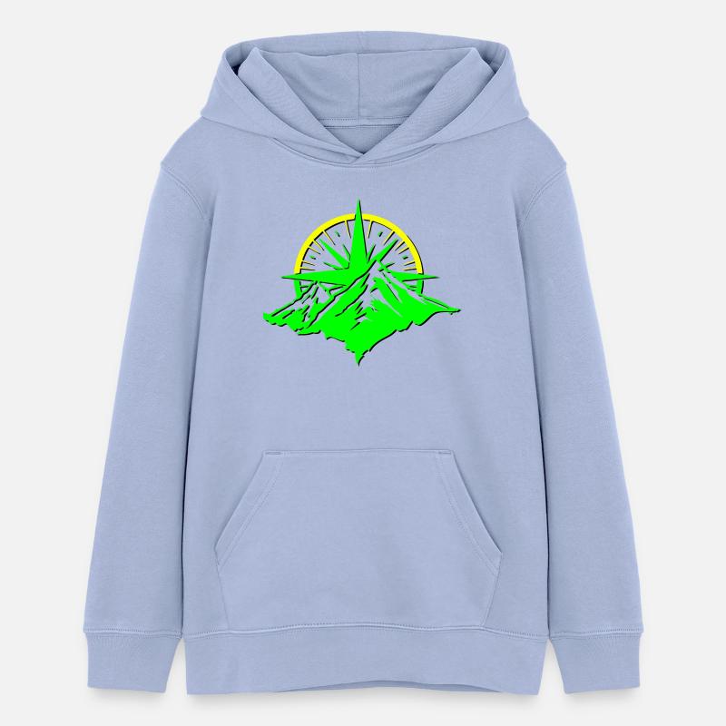 Boussole avec silhouette de montagne - Sweat à capuche ado bio Stanley/Stella - ciel