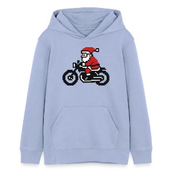 Ugly Christmas Sweater – Santa im Retro Pixel Stil - Teenager Organic Hoodie Mini Cruiser von Stanley/Stella - Sky - Vorne - AI Model Teenager Male light (155cm)