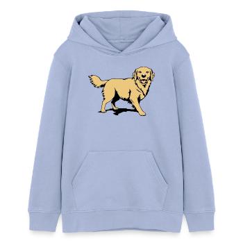 golden_retriever_bunt_T-shirt_Geschenk - Teenager Organic Hoodie Mini Cruiser von Stanley/Stella - Sky - Vorne - AI Model Teenager Male light (155cm)