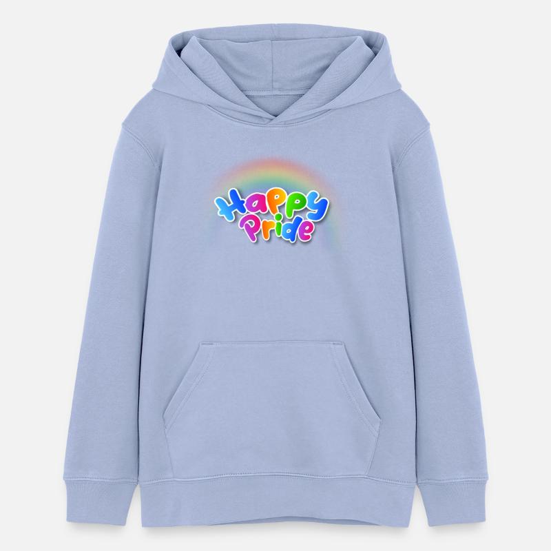 Joyeux Pride Arc-en-Ciel Typo - Sweat à capuche ado bio Stanley/Stella - ciel
