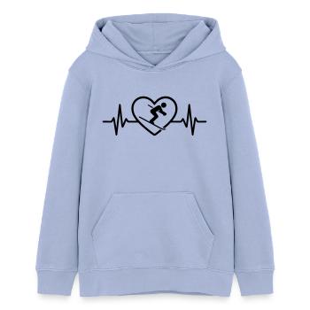 Skifahren Herz fuer die Piste - Teenager Organic Hoodie Mini Cruiser von Stanley/Stella - Sky - Vorne - AI Model Teenager Male light (155cm)