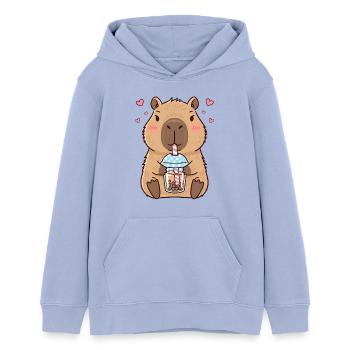 Capybara Bubble Tee Kawaii - Teenager Organic Hoodie Mini Cruiser von Stanley/Stella - Sky - Vorne - AI Model Teenager Male light (155cm)