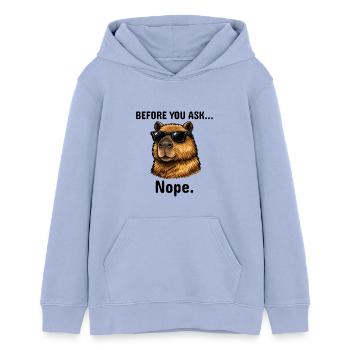 Capybara NOPE Not today Retro T-Shirt - Teens Organic Hoodie by Stanley/Stella - sky - Front - AI Model Teenager Male light (155cm)