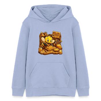 bee honey beekeeper honeycomb flowers meadow insect - Teens Organic Hoodie by Stanley/Stella - sky - Front - AI Model Teenager Male light (155cm)