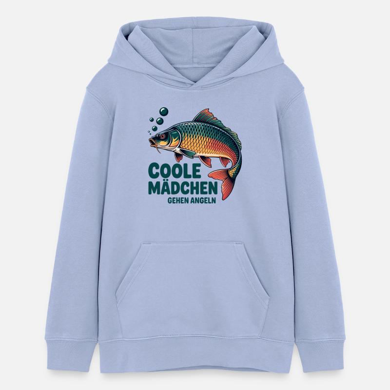Les filles cool vont pêcher - Sweat à capuche ado bio Stanley/Stella - ciel