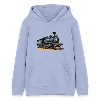 Eisenbahn Illustration - Teenager Organic Hoodie Mini Cruiser von Stanley/Stella - Sky - Vorne - AI Model Teenager Male light (155cm)