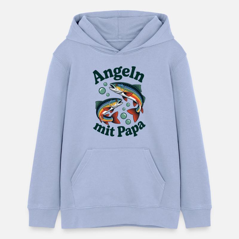 Pêcher avec papa - Sweat à capuche ado bio Stanley/Stella - ciel