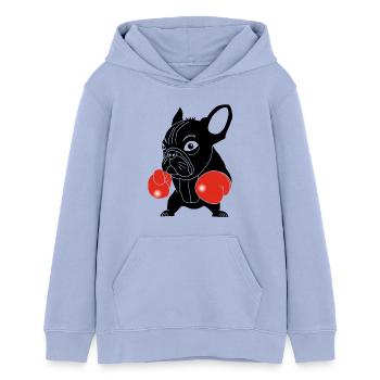 Black dog boxer - Teens Organic Hoodie by Stanley/Stella - sky - Front - AI Model Teenager Male light (155cm)