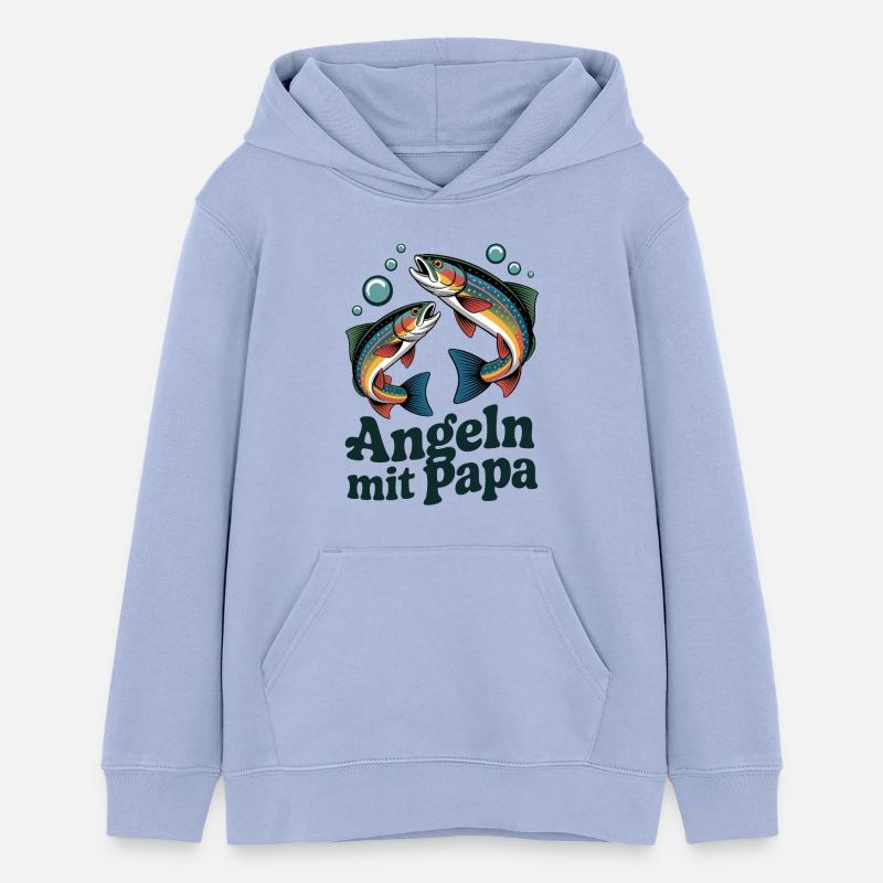 Pêcher avec papa - Sweat à capuche ado bio Stanley/Stella - ciel