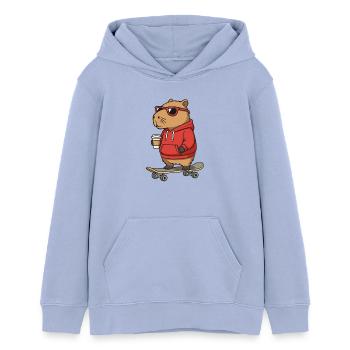Capybara Sonnenbrille Skater Nagetier Skateboard - Teenager Organic Hoodie Mini Cruiser von Stanley/Stella - Sky - Vorne - AI Model Teenager Male light (155cm)