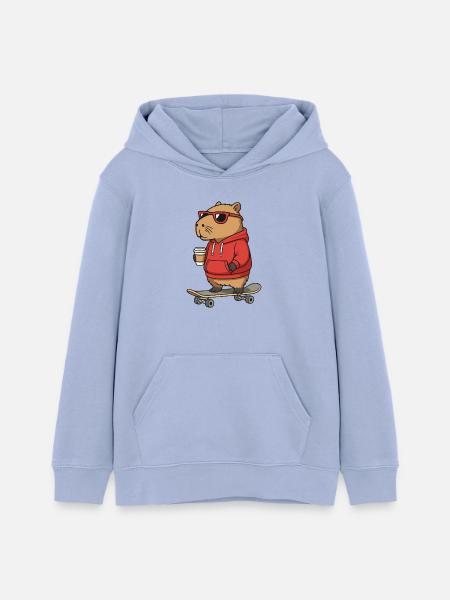 Capybara Sonnenbrille Skater Nagetier Skateboard - Teenager Organic Hoodie Mini Cruiser von Stanley/Stella - Sky