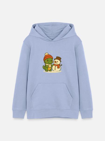 Dino Doni and the Snowman - Teens Organic Hoodie by Stanley/Stella - sky