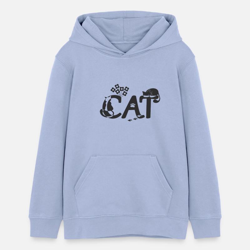 Chat avec chat (noir) - Sweat à capuche ado bio Stanley/Stella - ciel