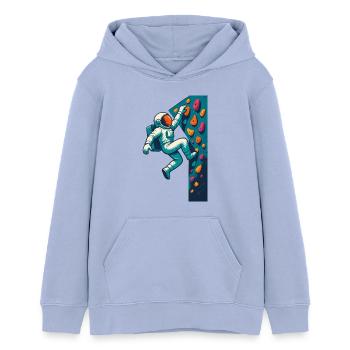 Bouldern Astronaut schweben leicht klettern Gesche - Teenager Organic Hoodie Mini Cruiser von Stanley/Stella - Sky - Vorne - AI Model Teenager Male light (155cm)