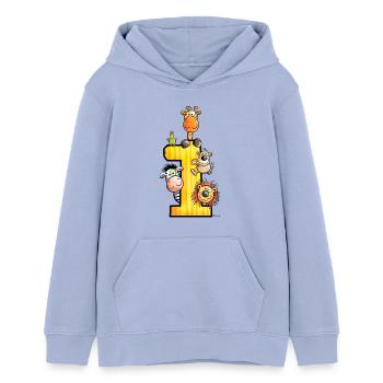 Erster Geburtstag - Teenager Organic Hoodie Mini Cruiser von Stanley/Stella - Sky - Vorne - AI Model Teenager Male light (155cm)