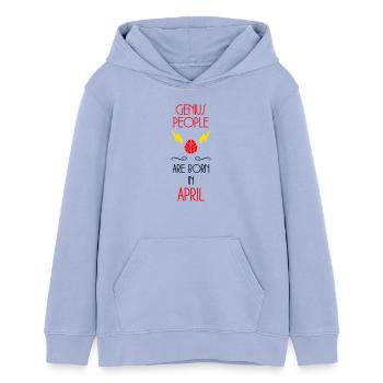Genies are born in April - Anniversary - Teens Organic Hoodie by Stanley/Stella - sky - Front - AI Model Teenager Male light (155cm)
