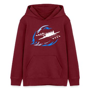 Aviron - Double 4 - Sweat à capuche ado bio Stanley/Stella - bordeaux - Devant - AI Model Teenager Male dark (155cm)