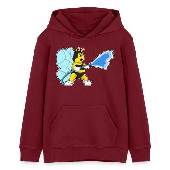 Bee Firefighter Fire Hose Fire Brigade - Teens Organic Hoodie by Stanley/Stella - burgundy - Front - AI Model Teenager Male dark (155cm)