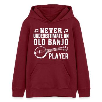Banjo Großvater - Teenager Organic Hoodie Mini Cruiser von Stanley/Stella - Burgunderrot - Vorne - AI Model Teenager Male dark (155cm)