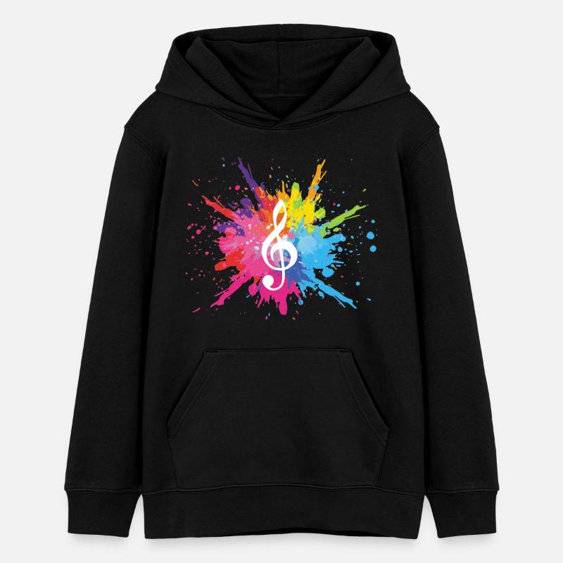 Musique et explosion multicolore (blanc) - Sweat à capuche ado bio Stanley/Stella - noir