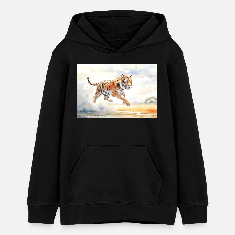 Tiger en action - Sweat à capuche ado bio Stanley/Stella - noir
