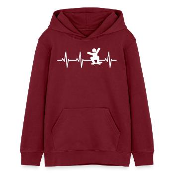 Skateboarder Strichmännchen Kardiogramm - Teenager Organic Hoodie Mini Cruiser von Stanley/Stella - Burgunderrot - Vorne - AI Model Teenager Male dark (155cm)