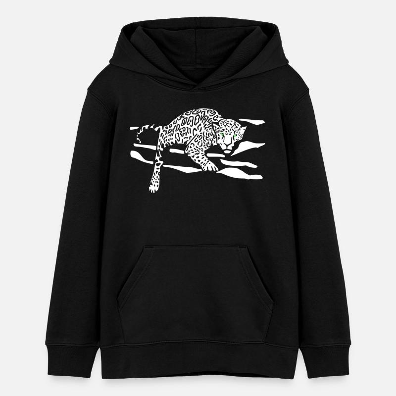 Silhouette de saut léopard - Sweat à capuche ado bio Stanley/Stella - noir