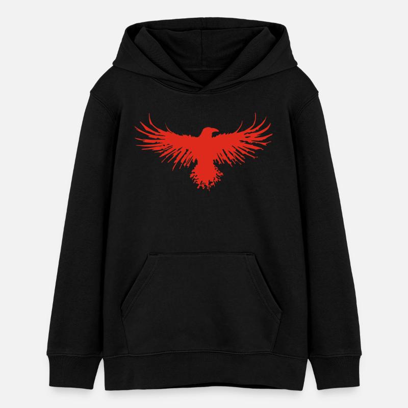 Le vol du corbeau rouge - Sweat à capuche ado bio Stanley/Stella - noir