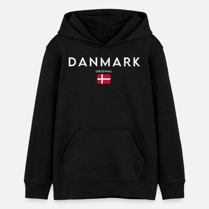 Drapeau du Danemark, fierté danoise - Sweat à capuche ado bio Stanley/Stella - noir