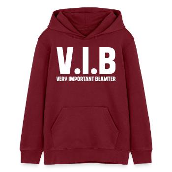 Fonctionnaire - Sweat à capuche ado bio Stanley/Stella - bordeaux - Devant - AI Model Teenager Male dark (155cm)